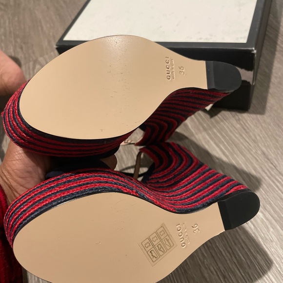 Gucci Red & Blue Wedge Espadrilles Size 36 - Picture 4 of 4